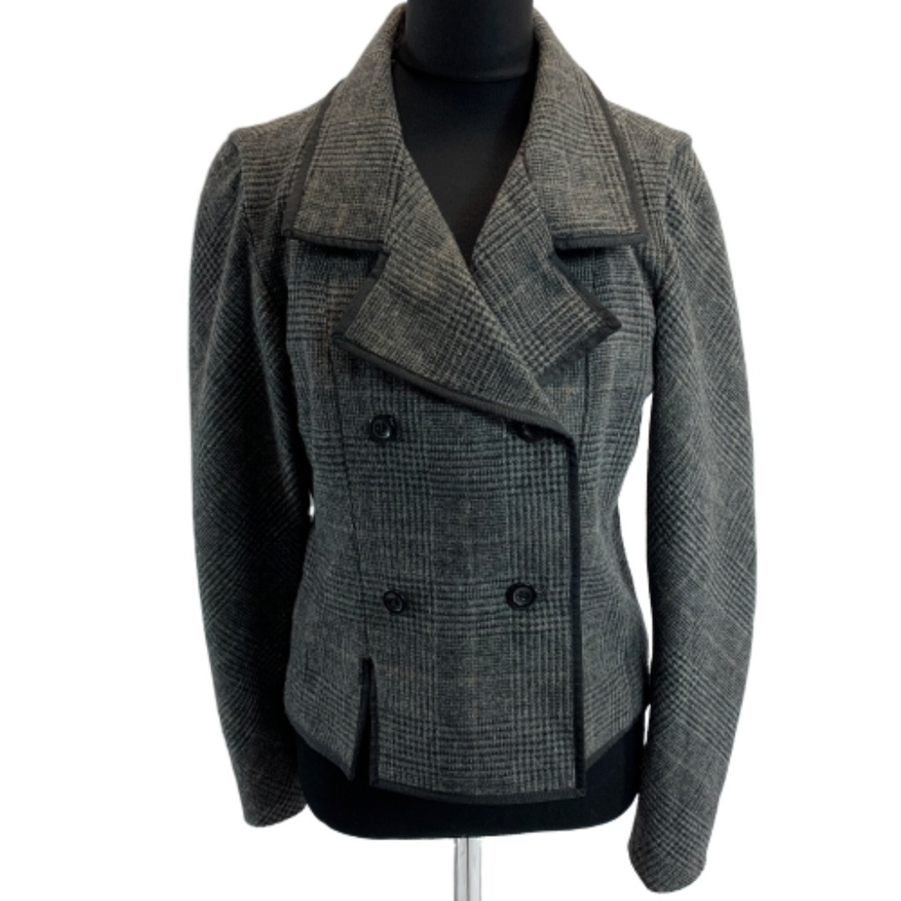 Charcoal gray plaid CYNTHIA ROWLEY double breasted